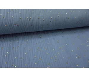 REST 27cm Double Gauze Musselin rauchblau Punkte